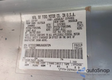 1990 Ford F150 z USA, uszkodzony, nr VIN 1FTEX15N8LKA30724